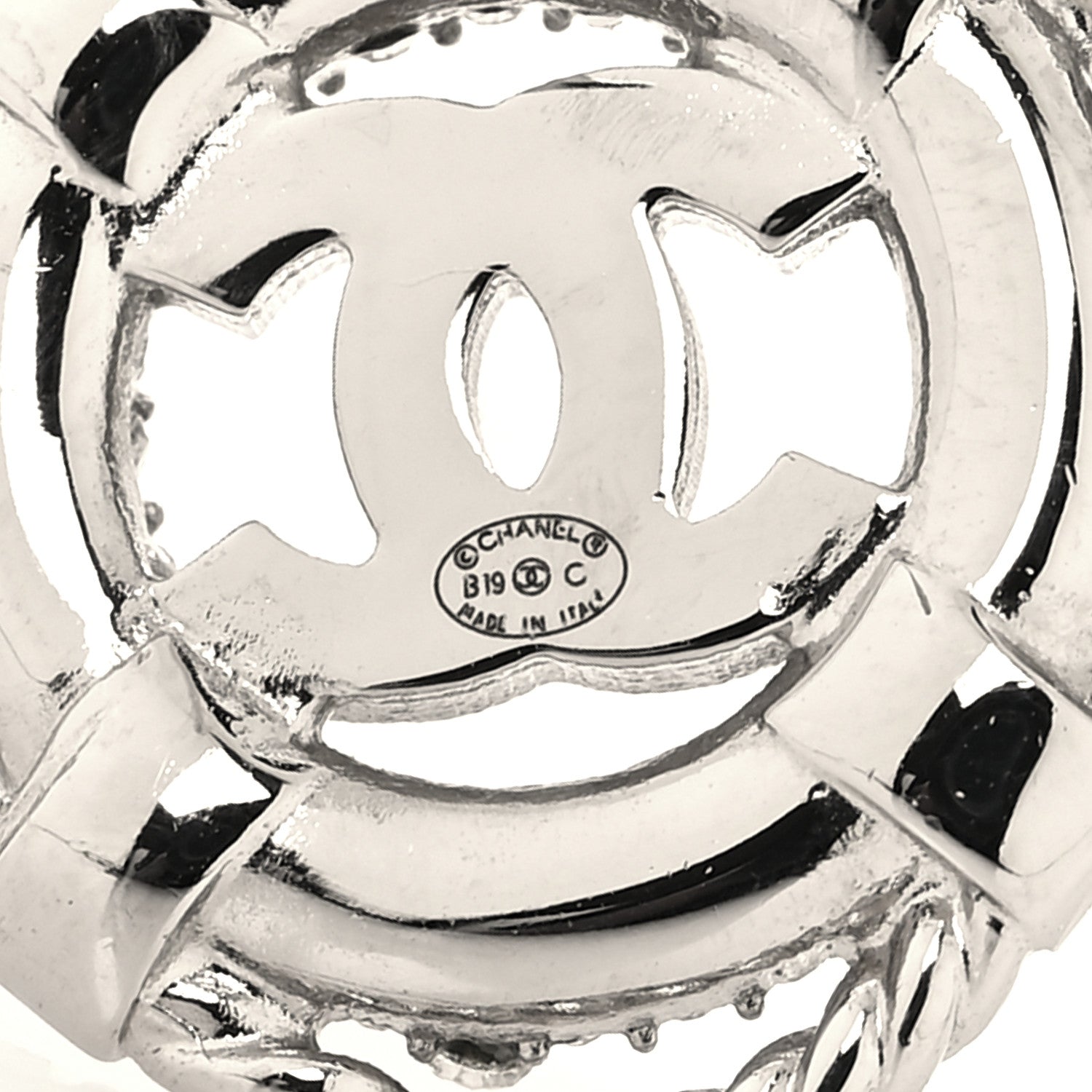 Chanel Crystal CC Lifesaver Earrings Silver 4 of 4