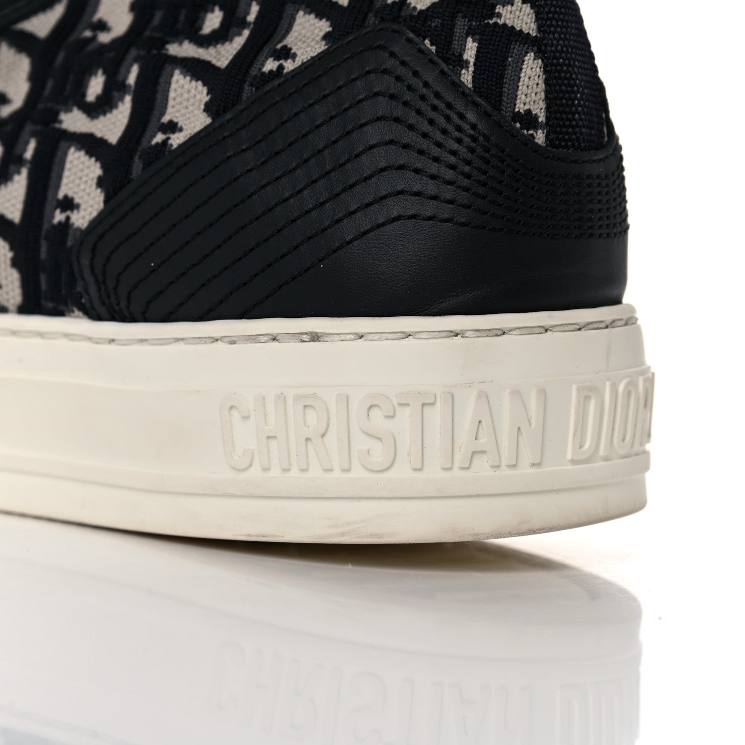 Christian Dior Technical Knit Calfskin Oblique Womens Walk'n Dior High Top Sneakers 38.5 Deep Blue 18 of 24
