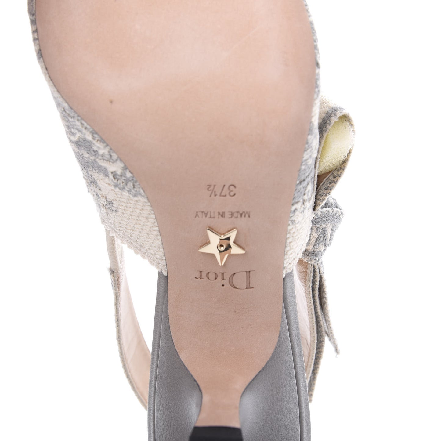 Cotton Ribbon Toile De Jouy J'Adior Slingback 65mm Pumps 37.5 Gray Stone