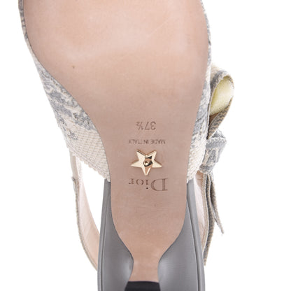Christian Dior Cotton Ribbon Toile De Jouy J'Adior Slingback 65mm Pumps 37.5 Gray Stone 7 of 8