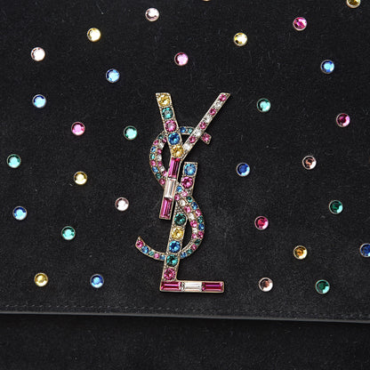 Saint Laurent Suede Crystal Medium Classic Monogram Kate Satchel Black 12 of 14