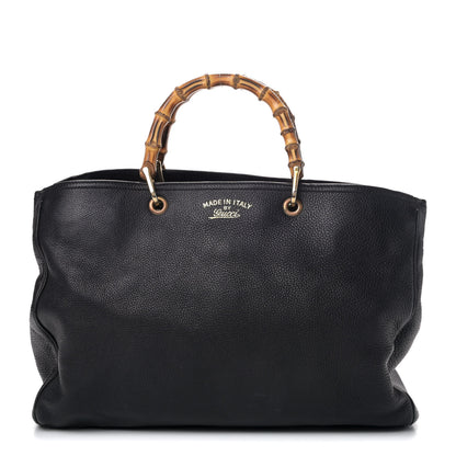 Gucci Calfskin Large Bamboo Shopper Tote Black 1 of 4