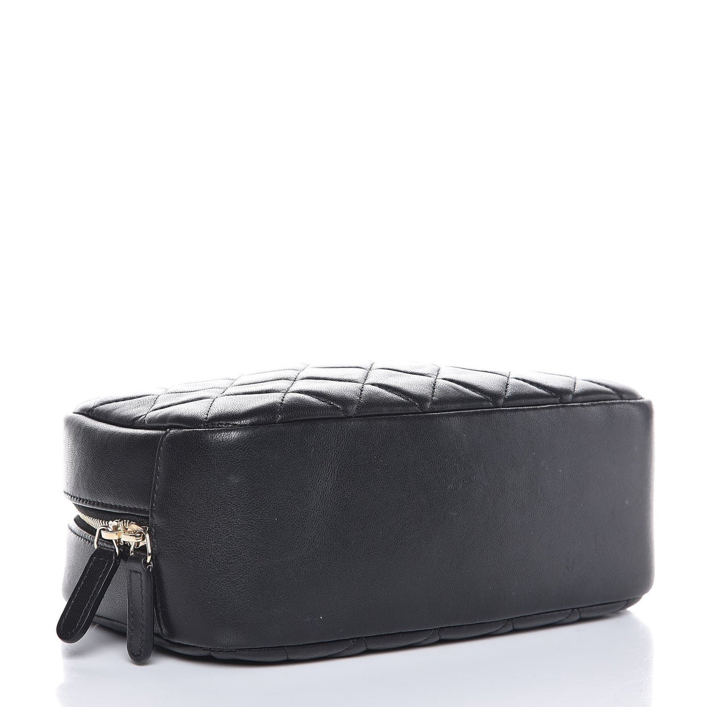 Lambskin Quilted Medium Curvy Pouch Cosmetic Case Black