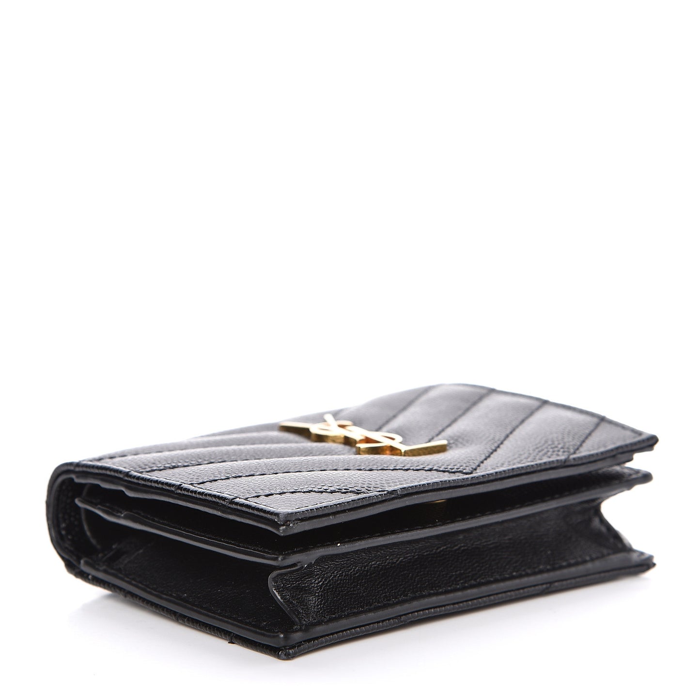 Grain De Poudre Matelasse Chevron Monogram Card Case Black