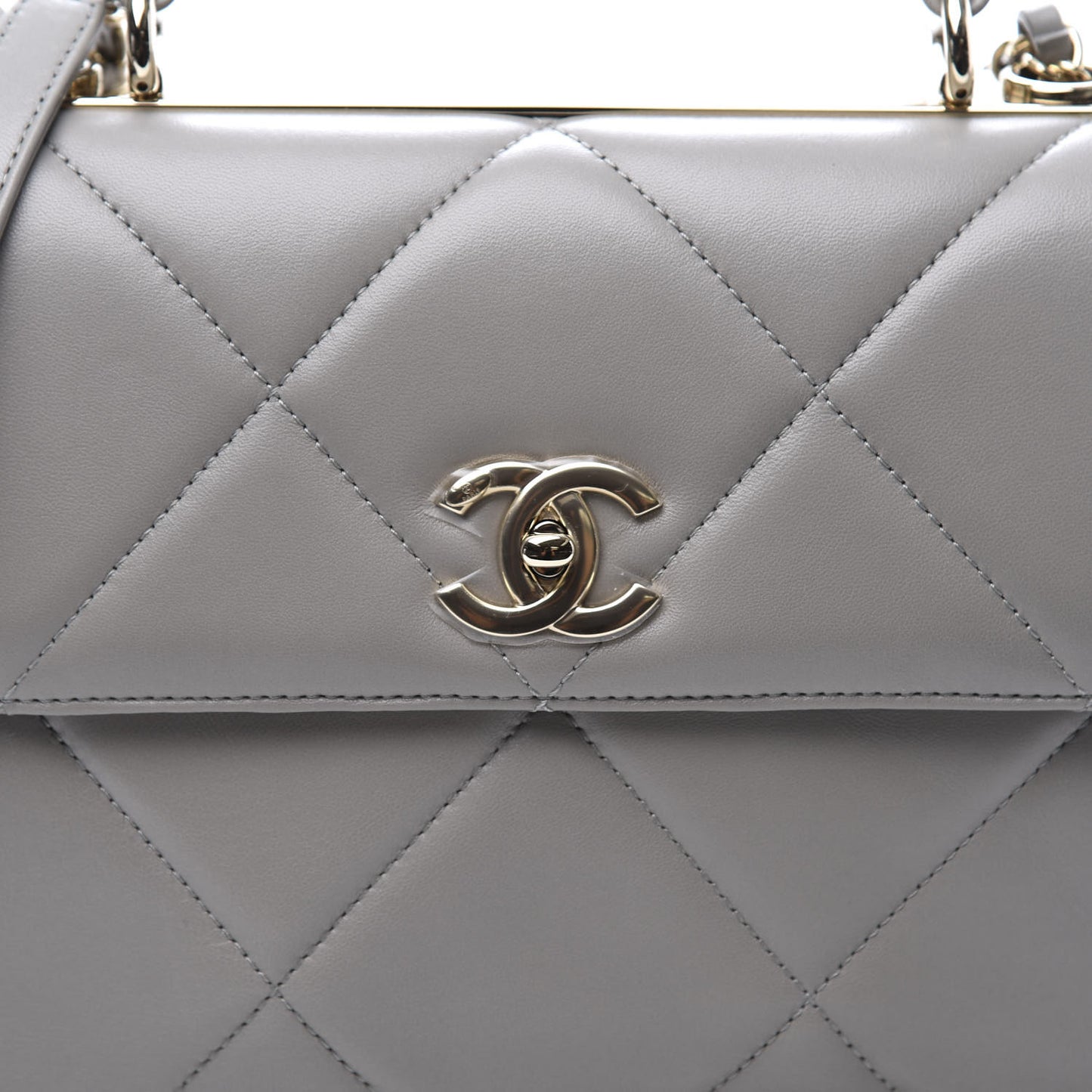 Lambskin Quilted Small Trendy CC Top Handle Flap Grey