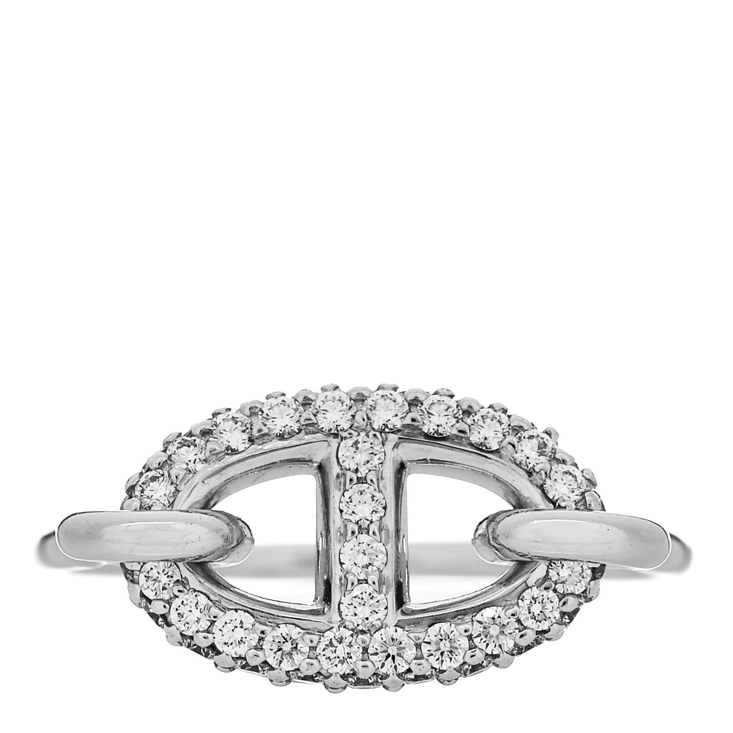 Hermes 18K White Gold Diamond Farandole Ring 52 6 1 of 5