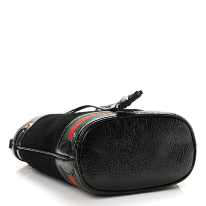Gucci Suede Patent Web Mini Ophidia Bucket Bag Black 4 of 10