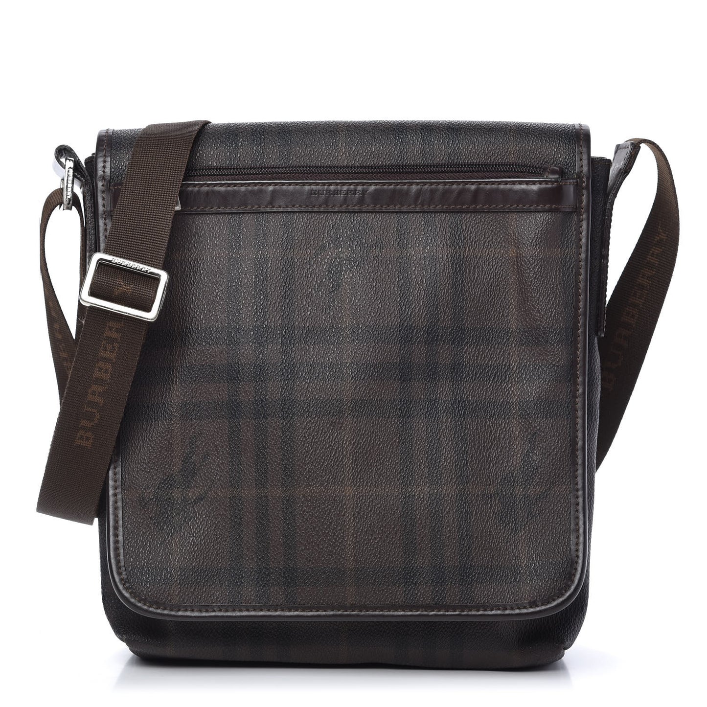 Smoked Haymarket Check Crossbody Messenger Bag Chocolate