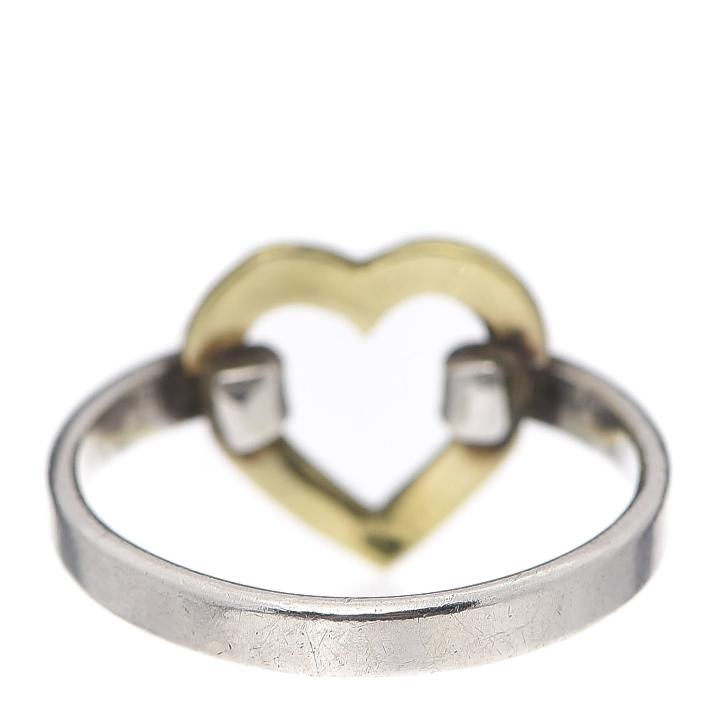 Sterling Silver 18K Yellow Gold Open Heart Ring 50 5.25