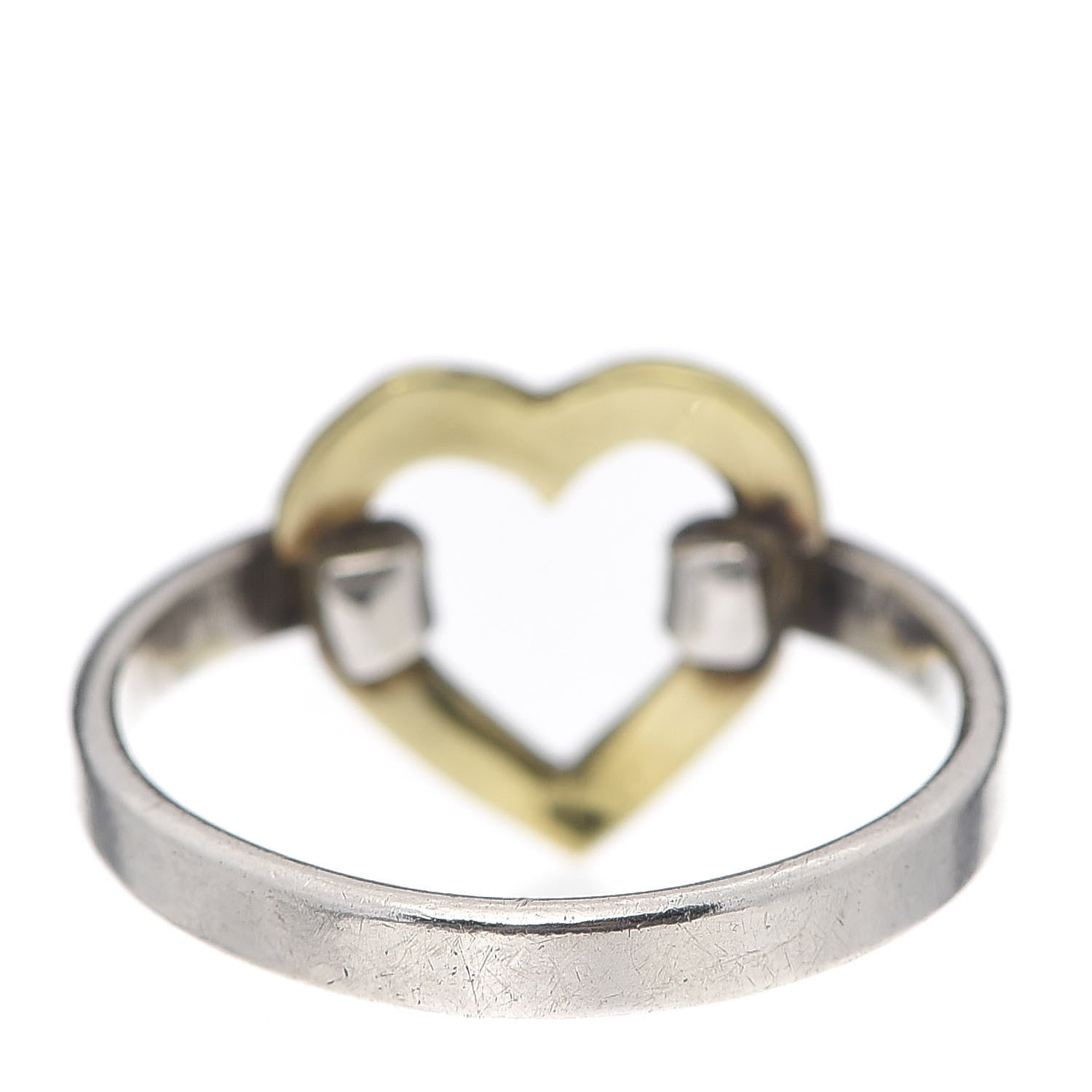 Tiffany Sterling Silver 18K Yellow Gold Open Heart Ring 50 5.25 3 of 4