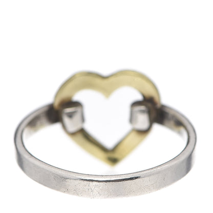 Tiffany Sterling Silver 18K Yellow Gold Open Heart Ring 50 5.25 3 of 4