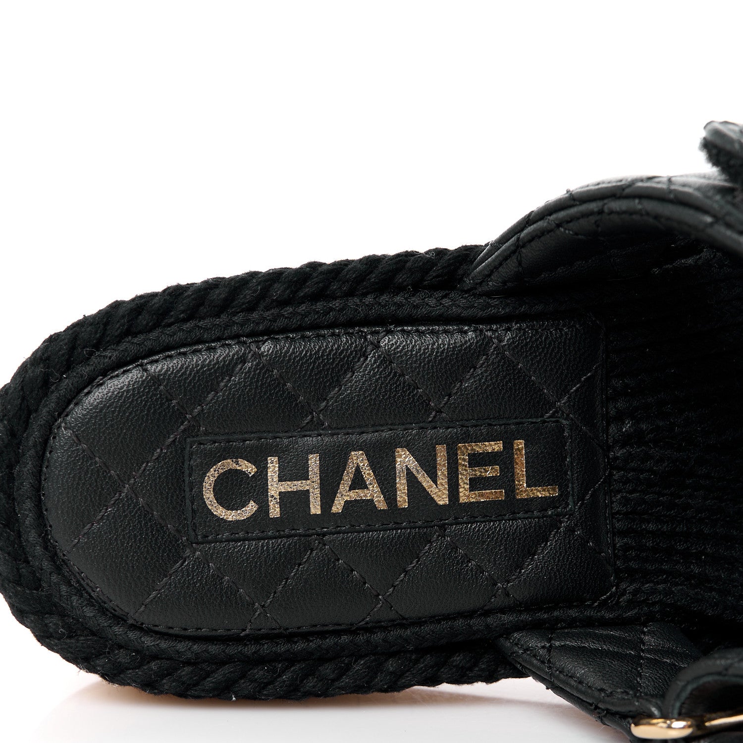 Chanel Cord Lambskin Quilted Logo Mules 37 Black 8 of 11