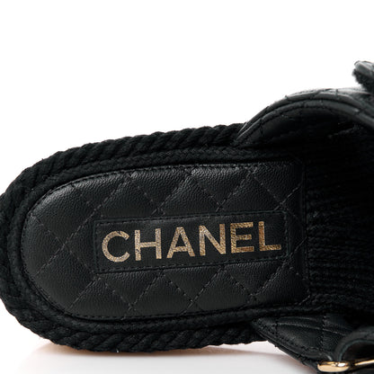 Chanel Cord Lambskin Quilted Logo Mules 37 Black 8 of 11
