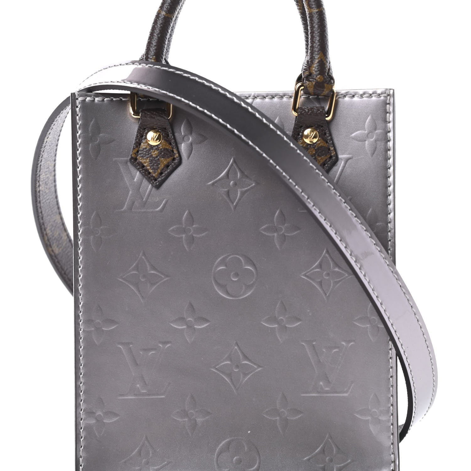 Louis Vuitton Vernis Monogram Petit Sac Plat Taupe Metallise 7 of 10