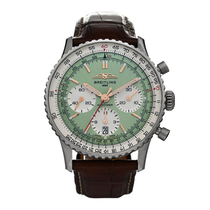 Breitling Stainless Steel Alligator 41mm Navitimer Chronograph B01 Automatic Watch Green AB0139211L1P1 1 of 4