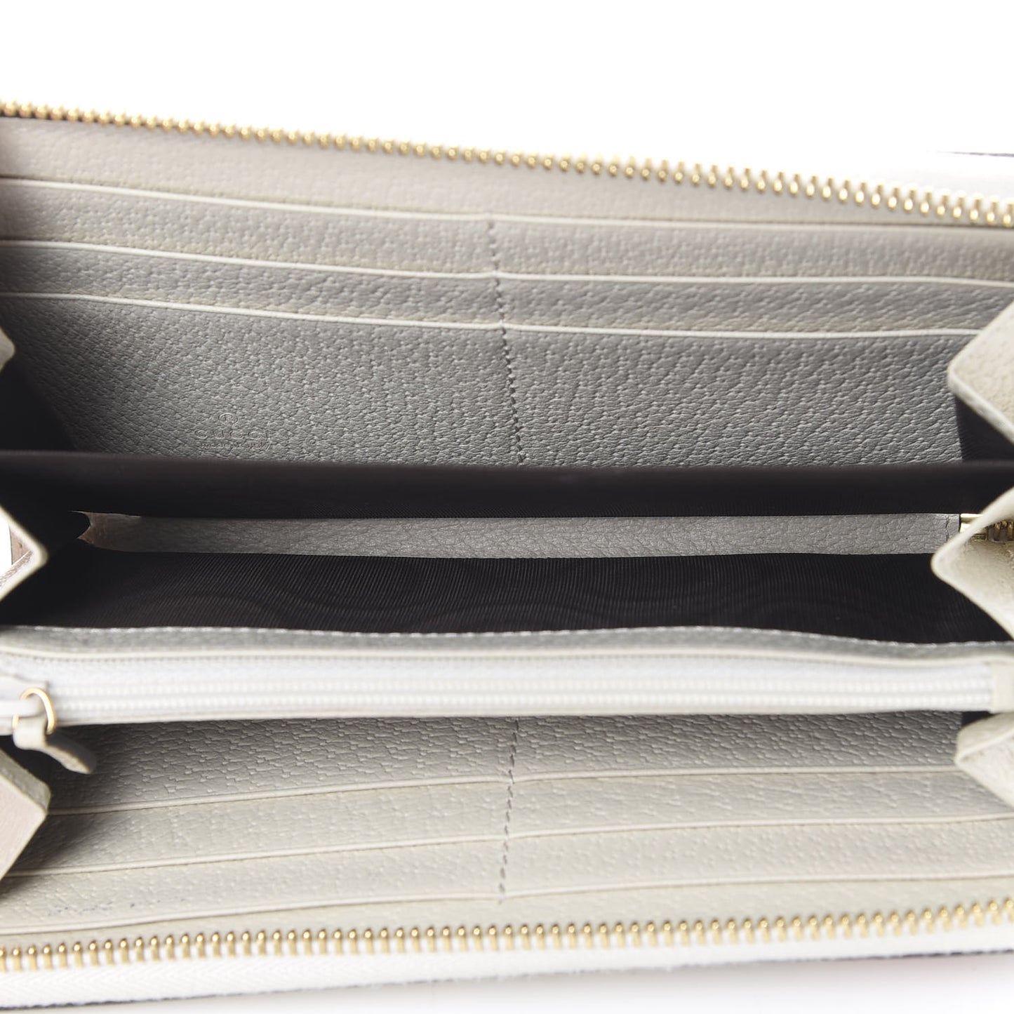 GG Supreme Monogram Flora Ophidia Zip Around Wallet White
