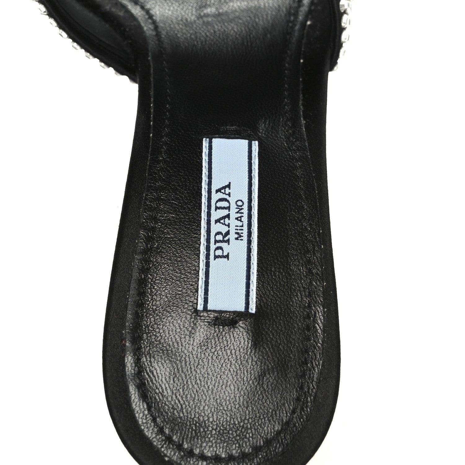 Prada Satin Crystal Logo 65mm Slide Sandals 36 Cristal 7 of 9