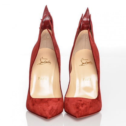Christian Louboutin Suede Victorina 100 Pumps 39 Carmin 2 of 7