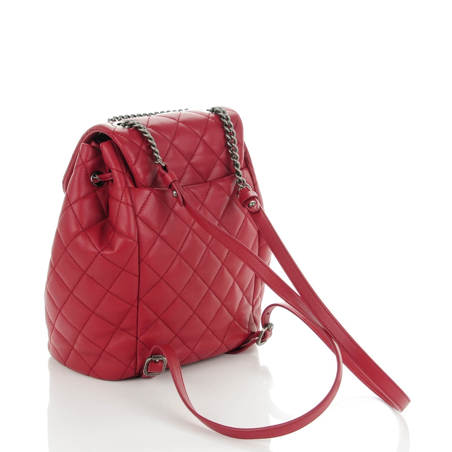 Lambskin Quilted Daily Supple Backpack Dark Red