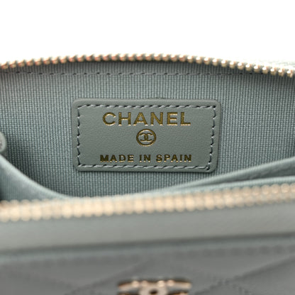 Chanel Caviar Quilted Zip Around Coin Purse Wallet Grey 6 of 8
