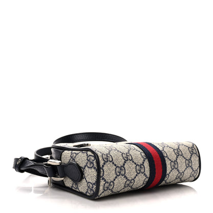 Gucci GG Supreme Monogram Textured Dollar Calfskin Web Mini Ophidia Shoulder Bag Beige Blue 3 of 8