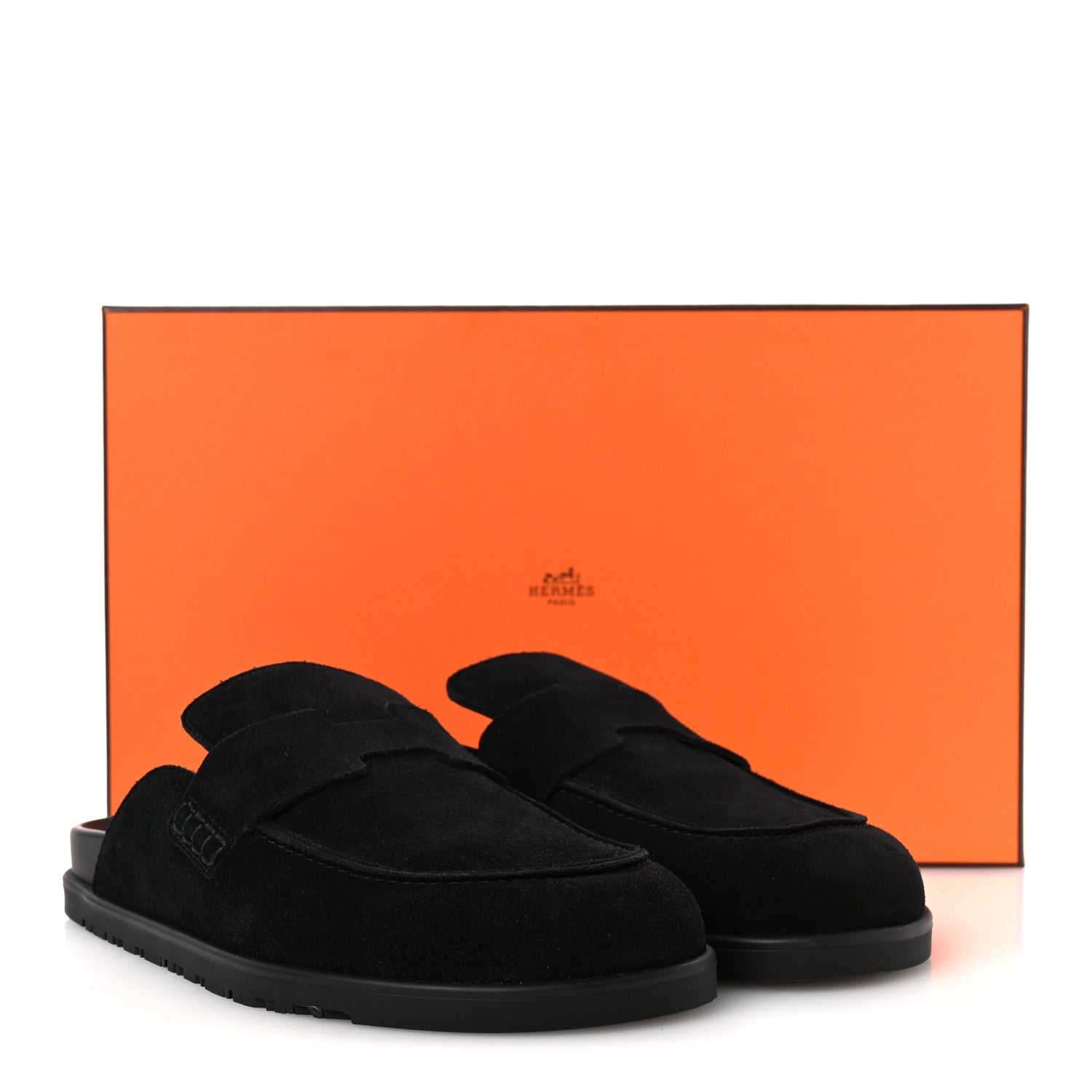 Hermes Suede Calfskin Go Mules 39 Black 11 of 11