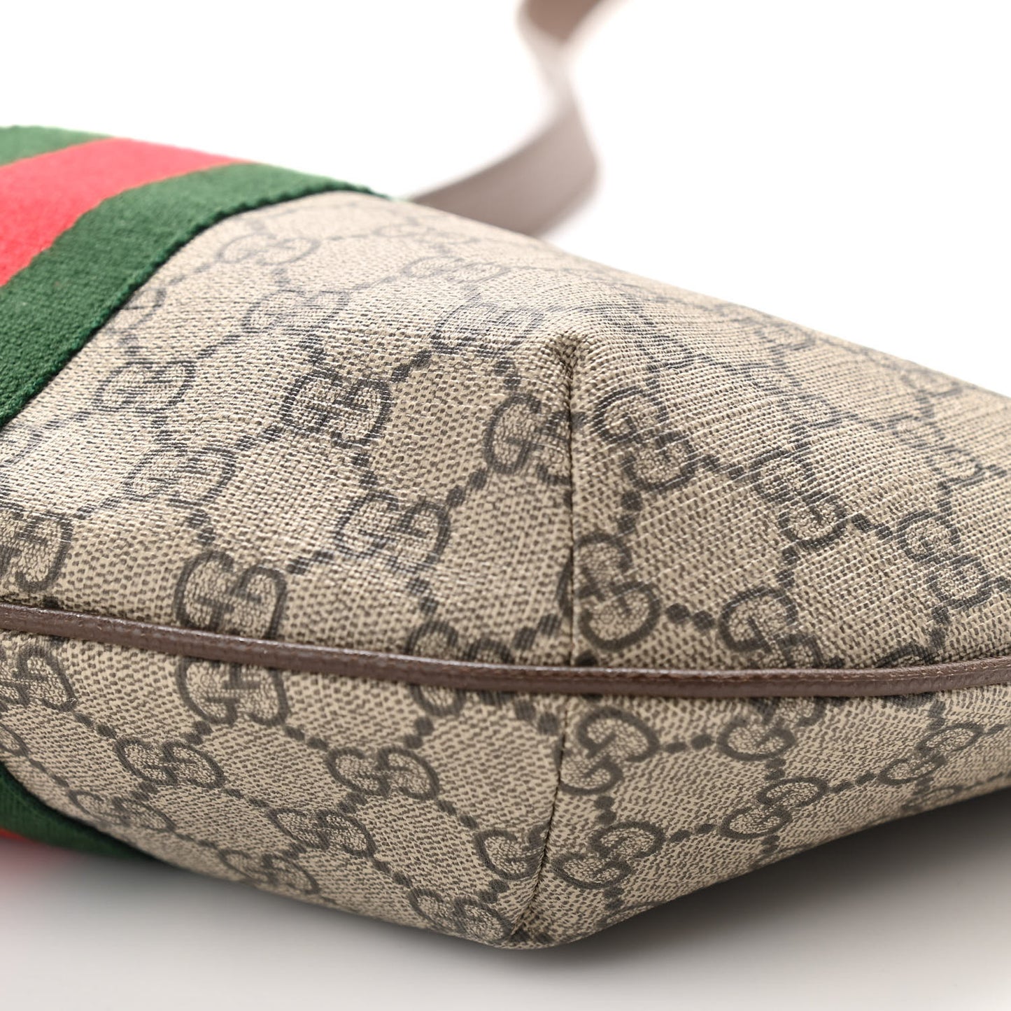 GG Supreme Monogram Web Small Ophidia Half Moon Hobo Brown