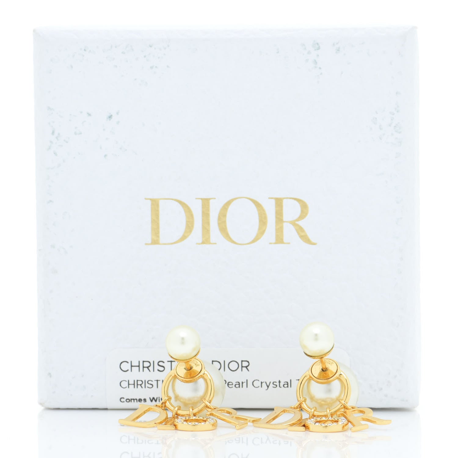 Christian Dior Pearl Crystal Tribal Logo Charms Earrings Gold 6 of 7