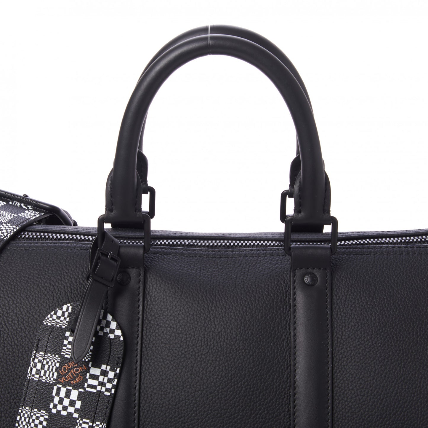 Calfskin Damier Distorted Keepall Bandouliere 40 Black