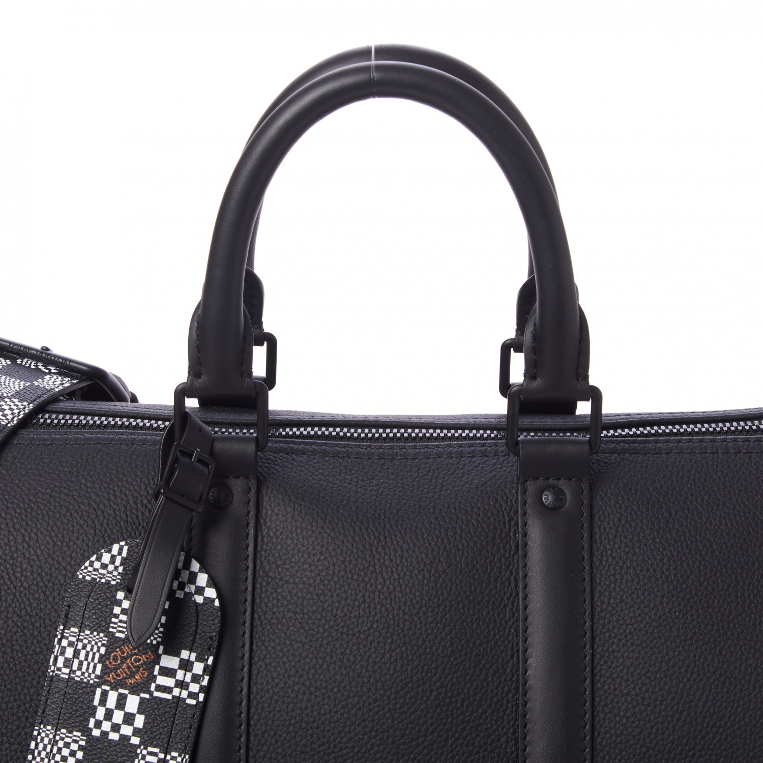 Louis Vuitton Calfskin Damier Distorted Keepall Bandouliere 40 Black 7 of 8