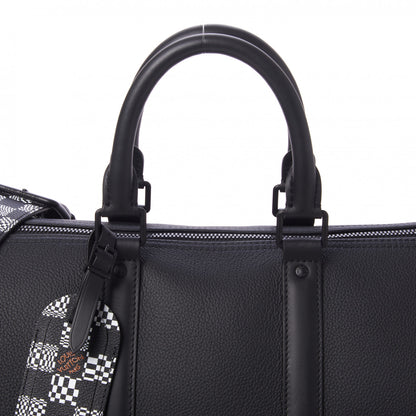 Louis Vuitton Calfskin Damier Distorted Keepall Bandouliere 40 Black 7 of 8