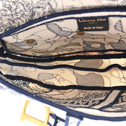 Christian Dior Canvas Embroidered Around the World Saddle Bag Blue 5 of 11