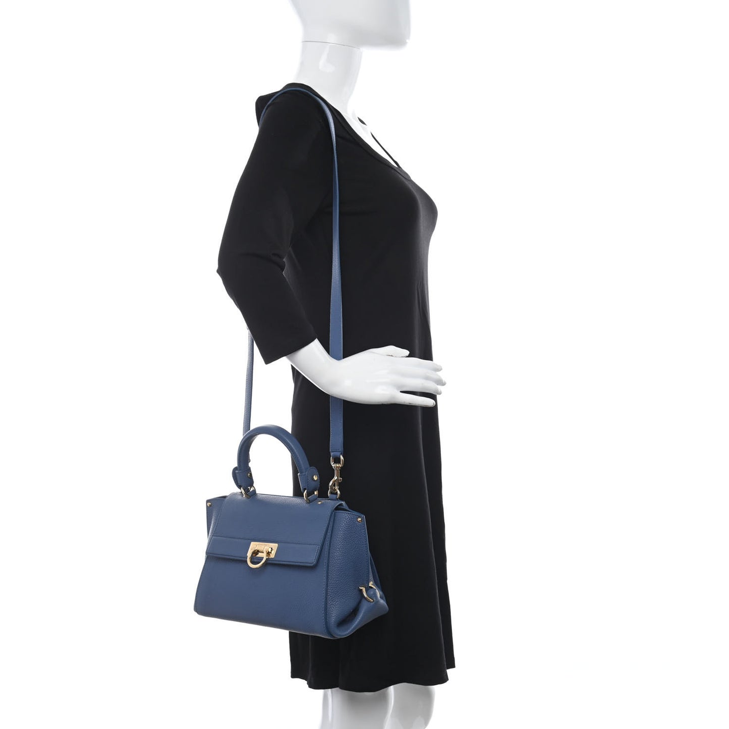 Grained Calfskin Sofia Satchel Blue
