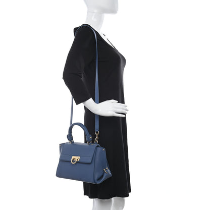 Salvatore Ferragamo Grained Calfskin Sofia Satchel Blue 2 of 13
