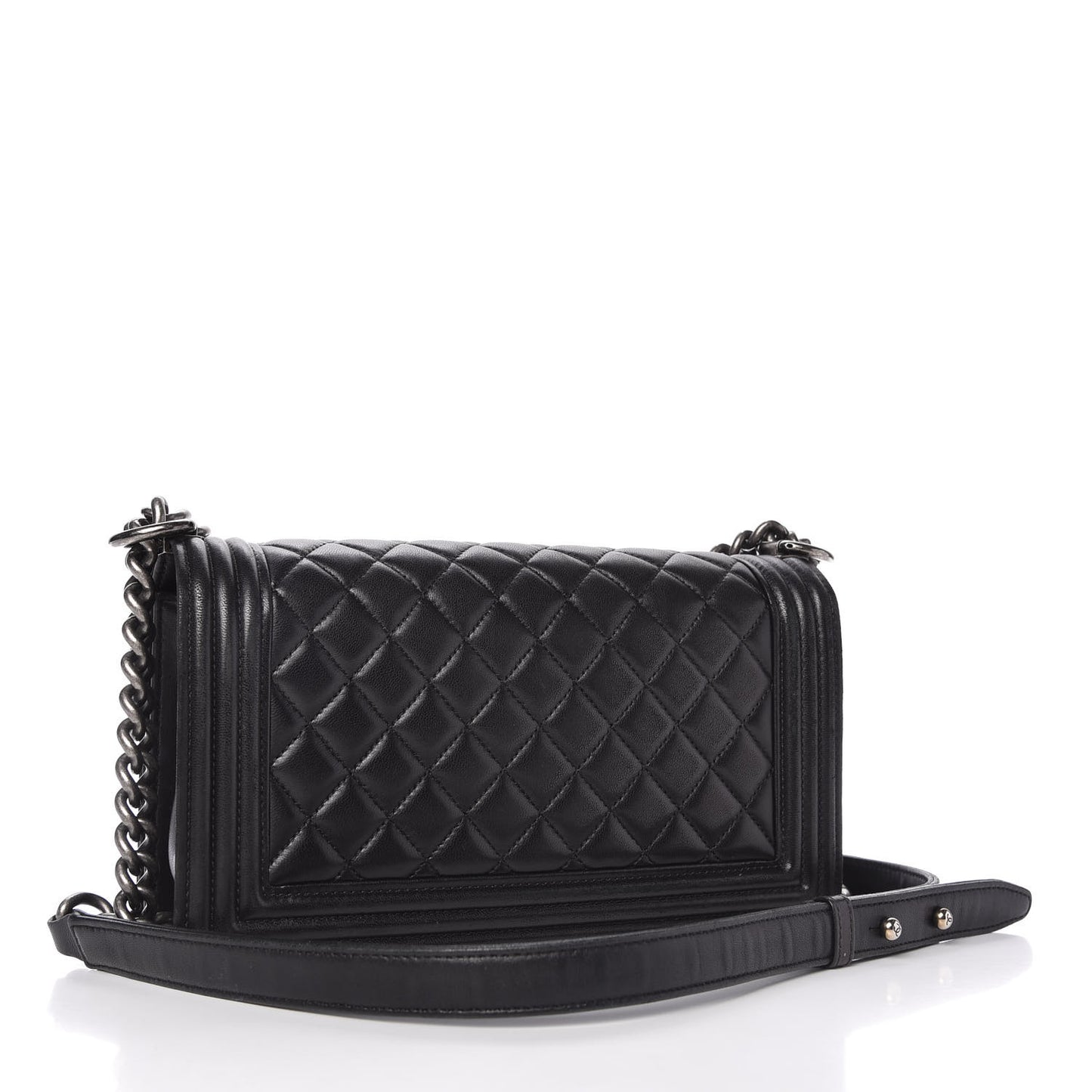 Lambskin Quilted Medium Boy Flap Black