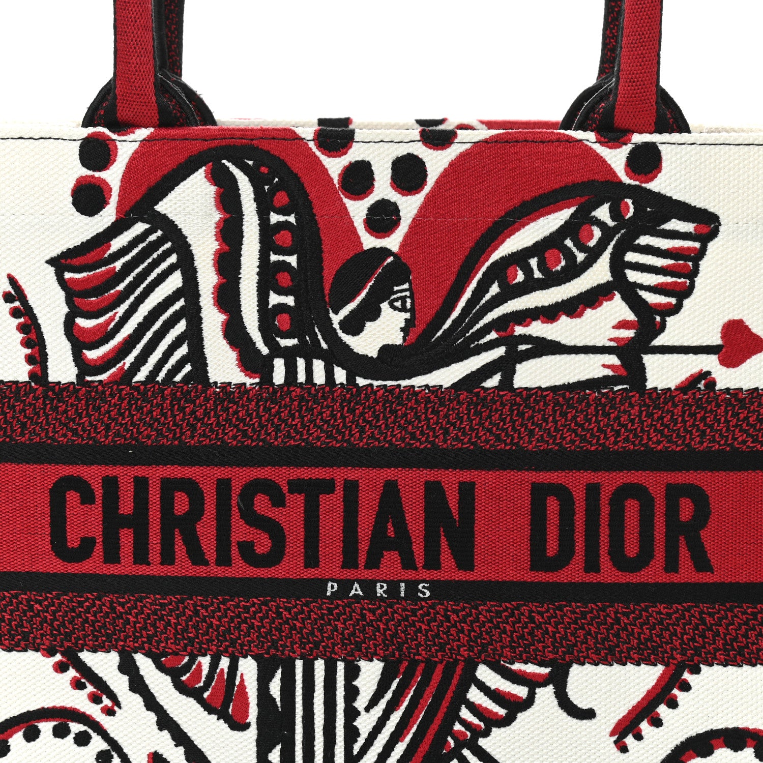 Christian Dior Canvas Embroidered Medium Cupidon Book Tote Latte Multicolor 8 of 10