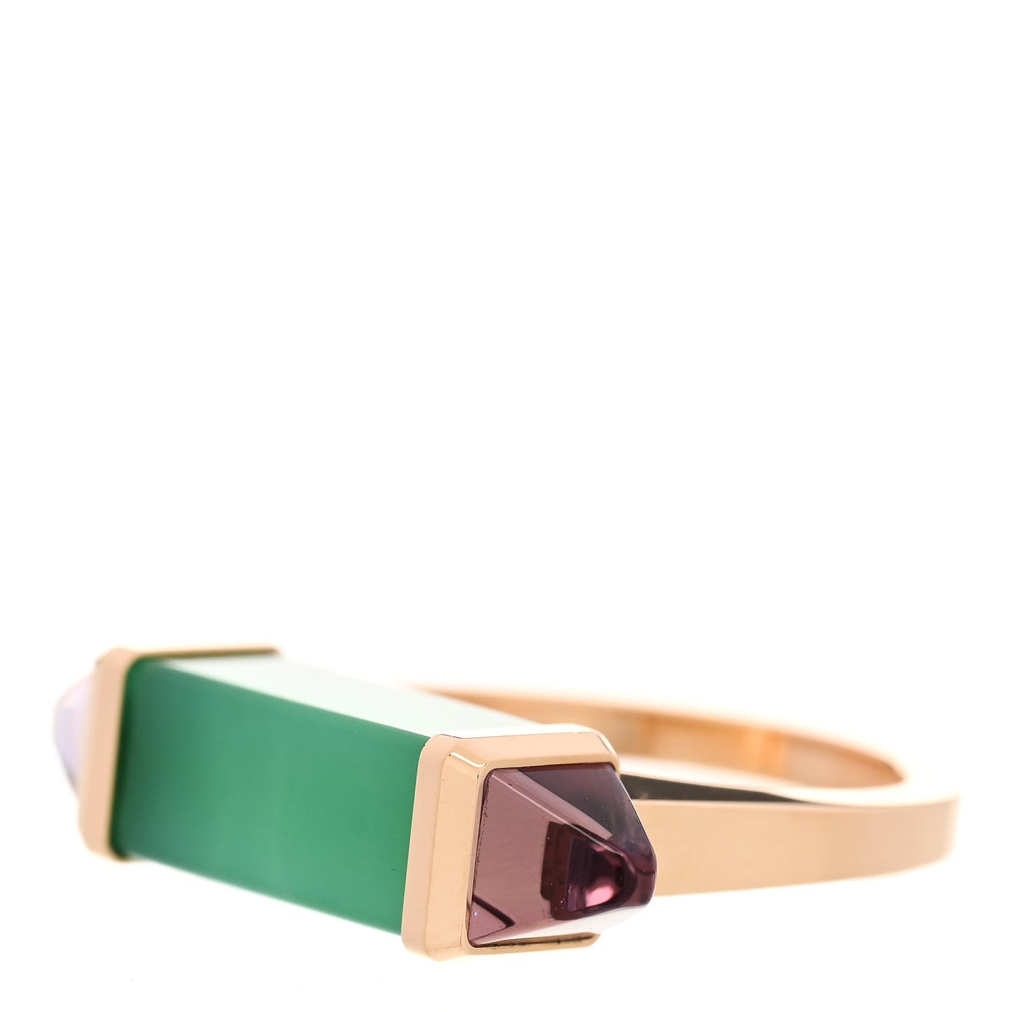 18K Pink Gold Chrysoprase Amethyst Les Berlingots de Cartier Ring 52 6