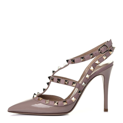 Valentino Garavani Patent Rockstud Ankle Strap 100mm Pumps 36 Poudre 1 of 10