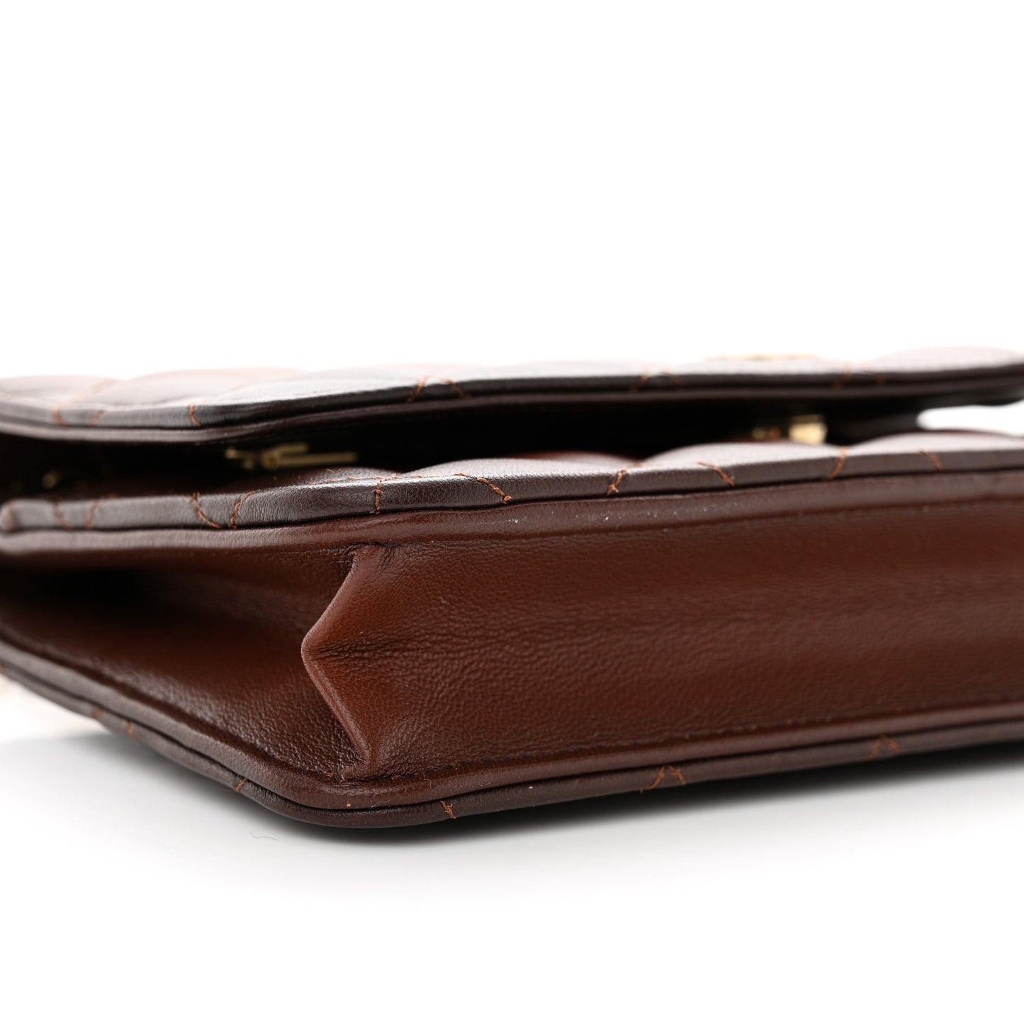 Gradient Lambskin Quilted Wallet On Chain WOC Brown