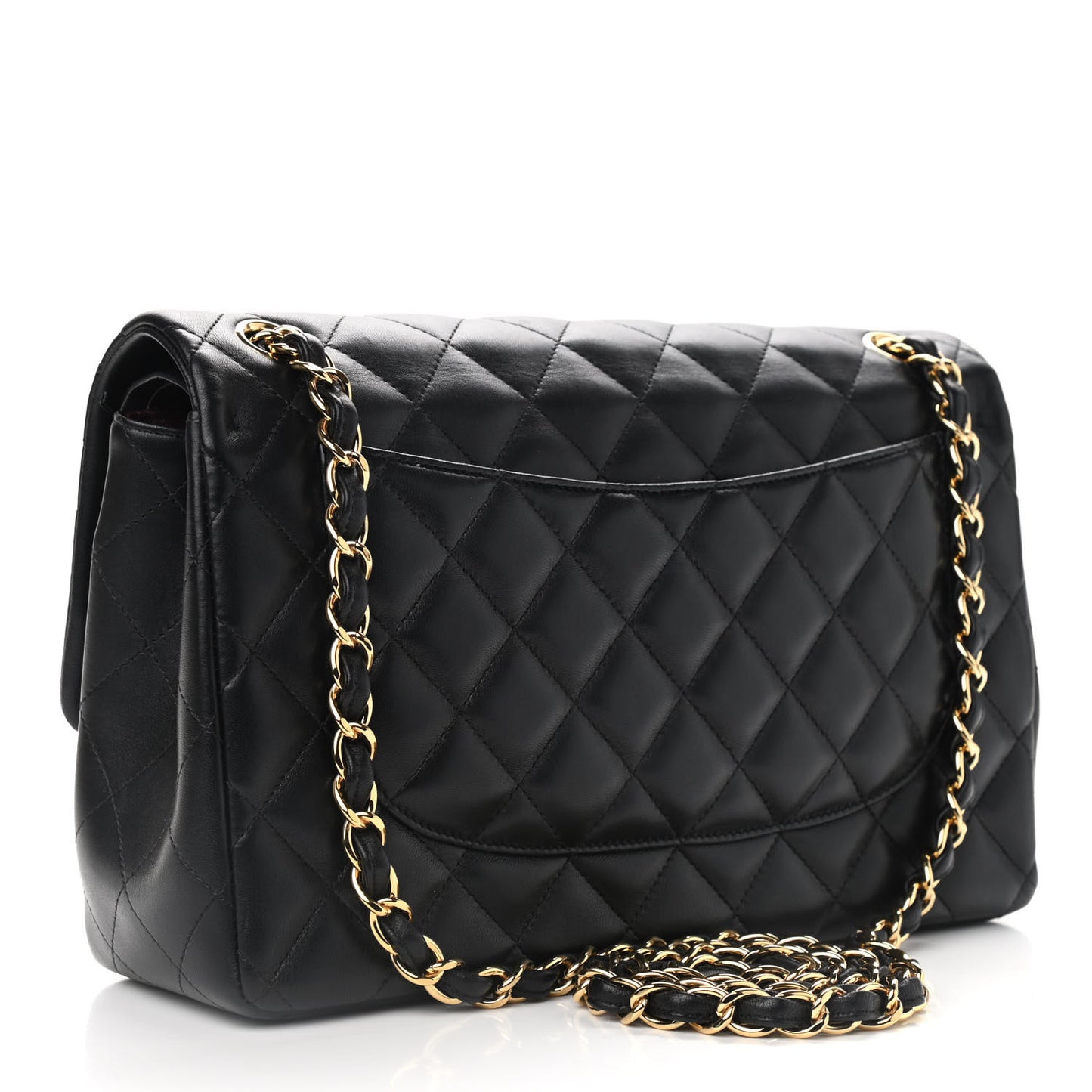 Lambskin Quilted Jumbo Double Flap Black