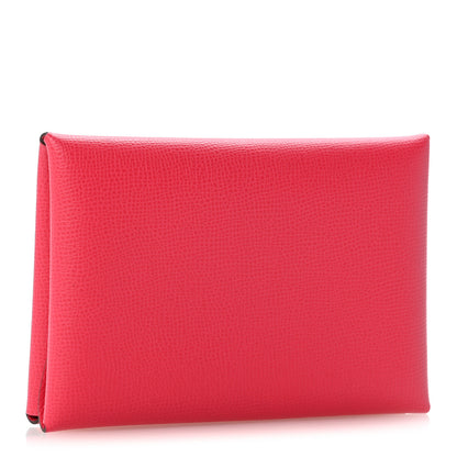 Hermes Epsom Calvi Duo Card Case Framboise 3 of 8