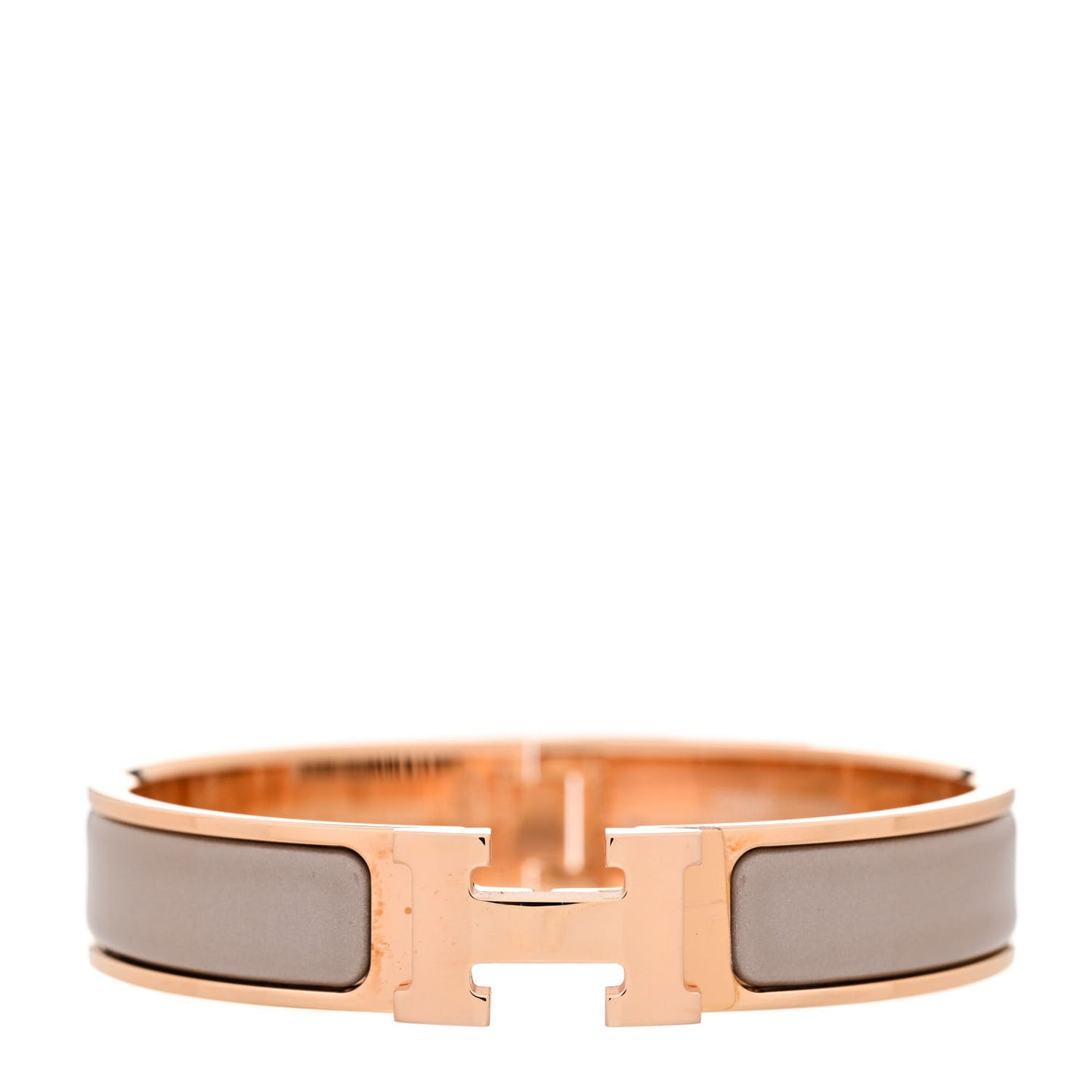 Enamel Narrow Clic Clac H Bracelet PM Marron Glace