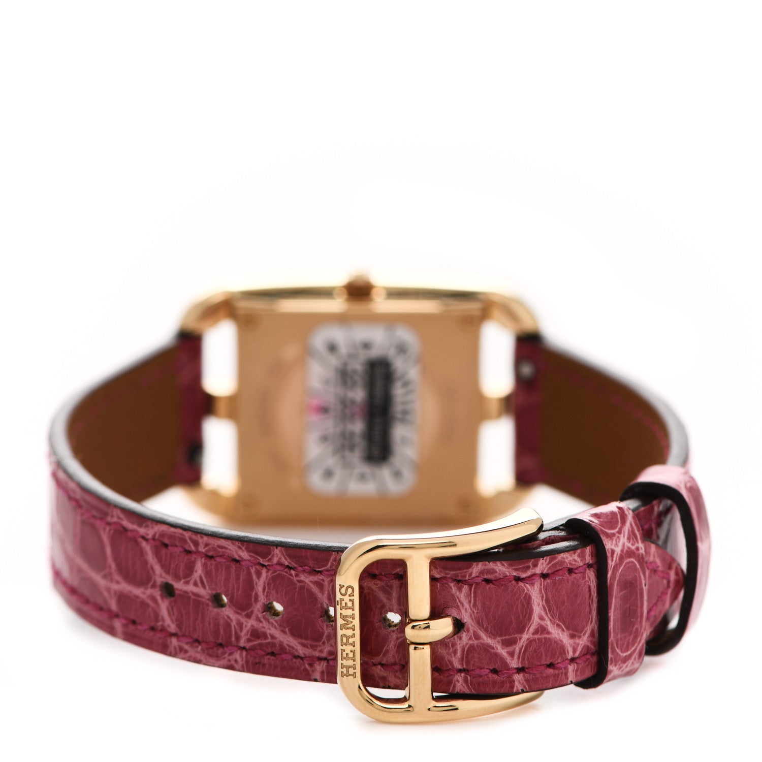 Hermes 18K Yellow Gold Alligator Diamond Mother of Pearl 23mm Cape Cod Quartz Watch Braise 3 of 5