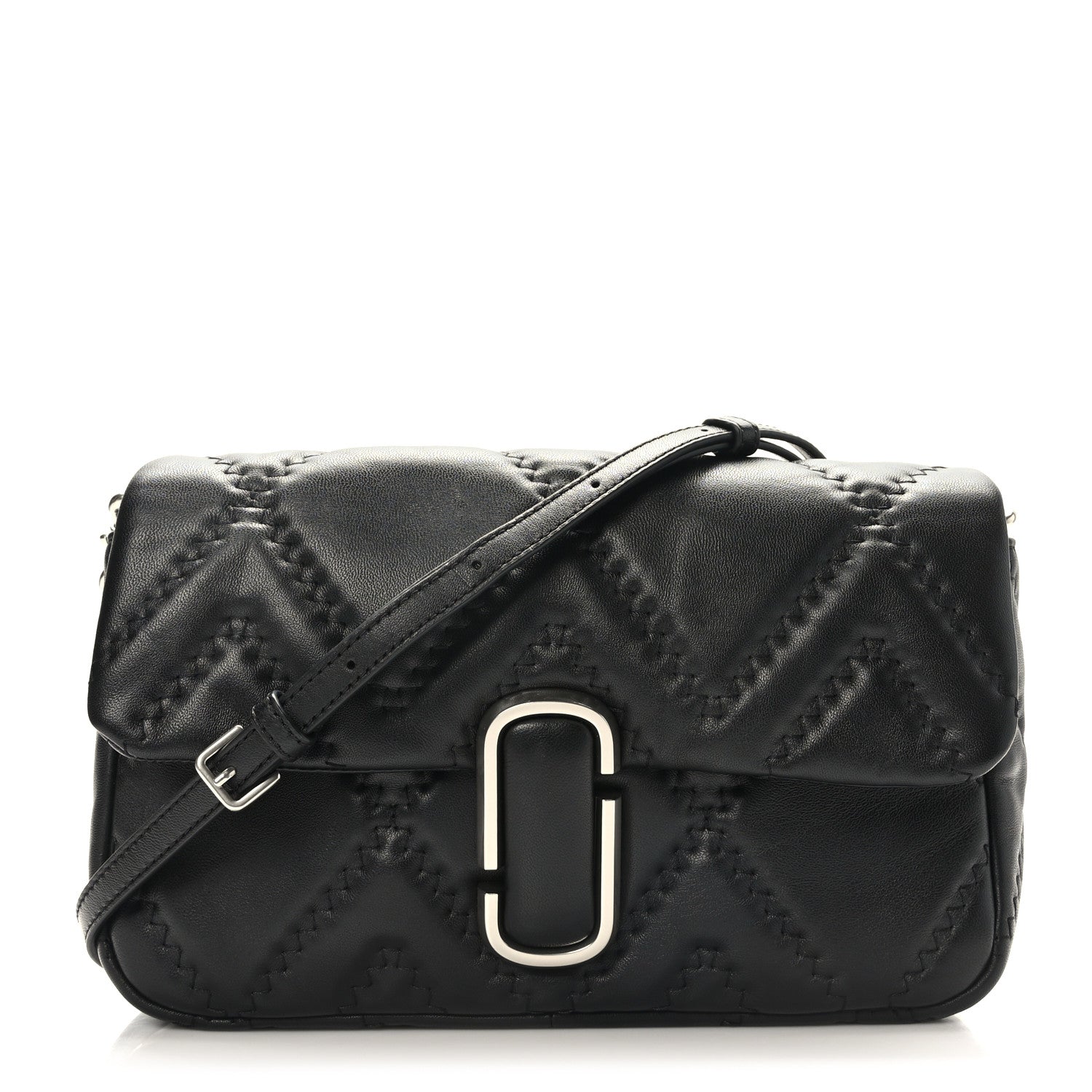 Marc Jacobs Lambskin Quilted J Marc Large Shoulder Bag Black 1 of 8