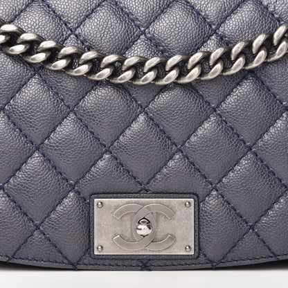 Chanel Metallic Caviar Quilted Flap Navy Blue 10 of 10