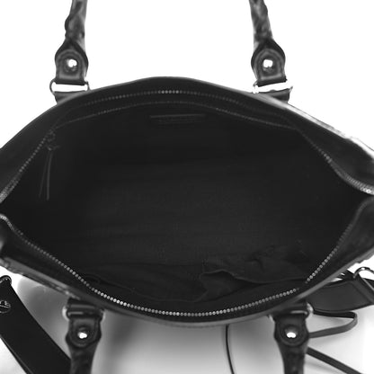 Balenciaga Canvas Satin Calfskin Diagonal Allover Logo Print Classic Silver Hardware S City Black White 5 of 11
