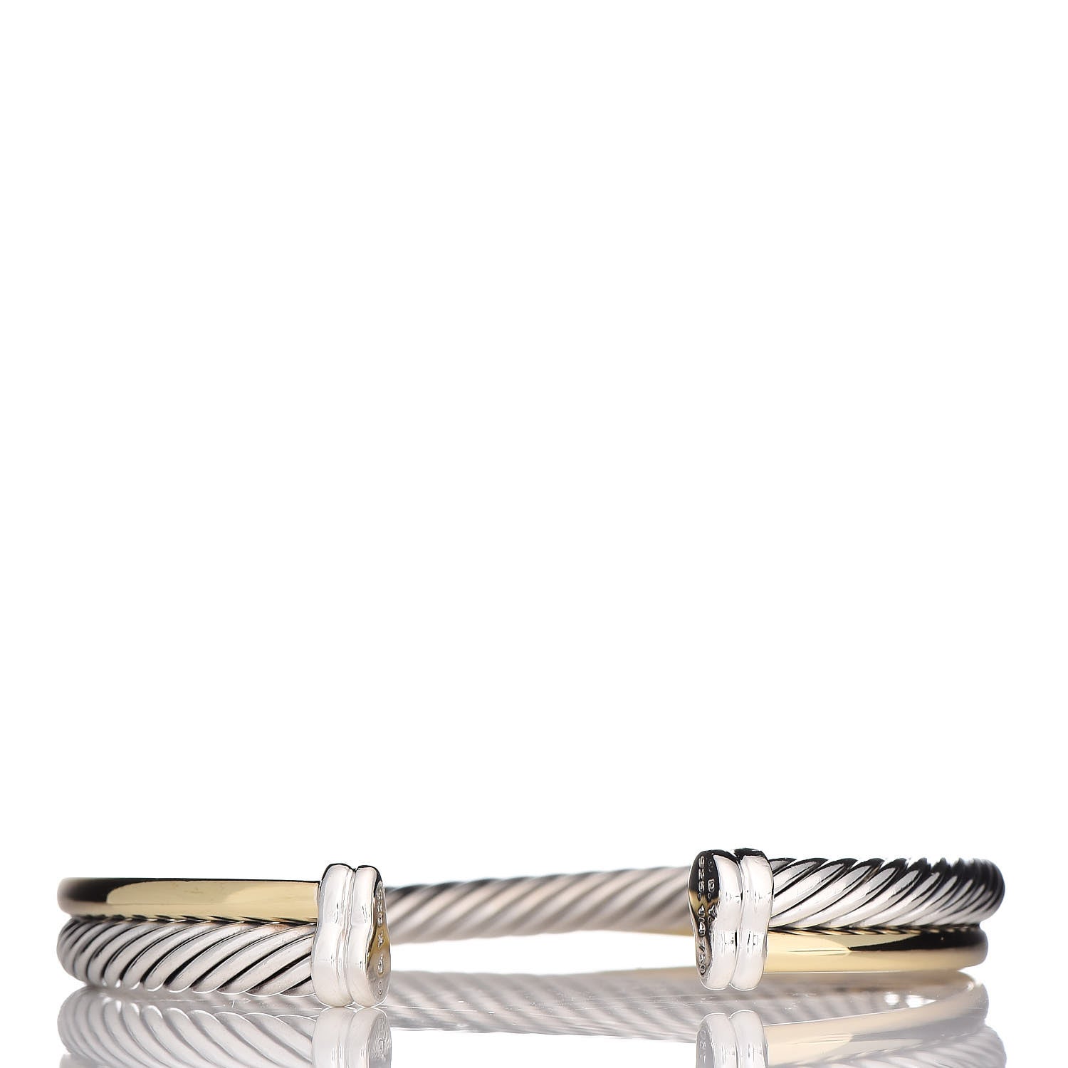 David Yurman Sterling Silver 18K Yellow Gold 5mm Crossover Cuff Bracelet 3 of 8