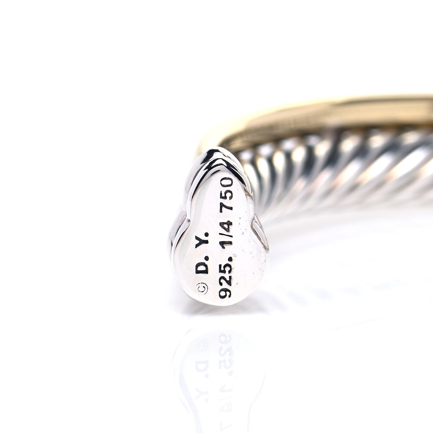 David Yurman Sterling Silver 18K Yellow Gold 5mm Crossover Cuff Bracelet 4 of 4
