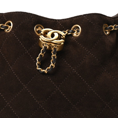Chanel Suede Quilted Mini Chanel 25 Handbag Dark Brown 14 of 21