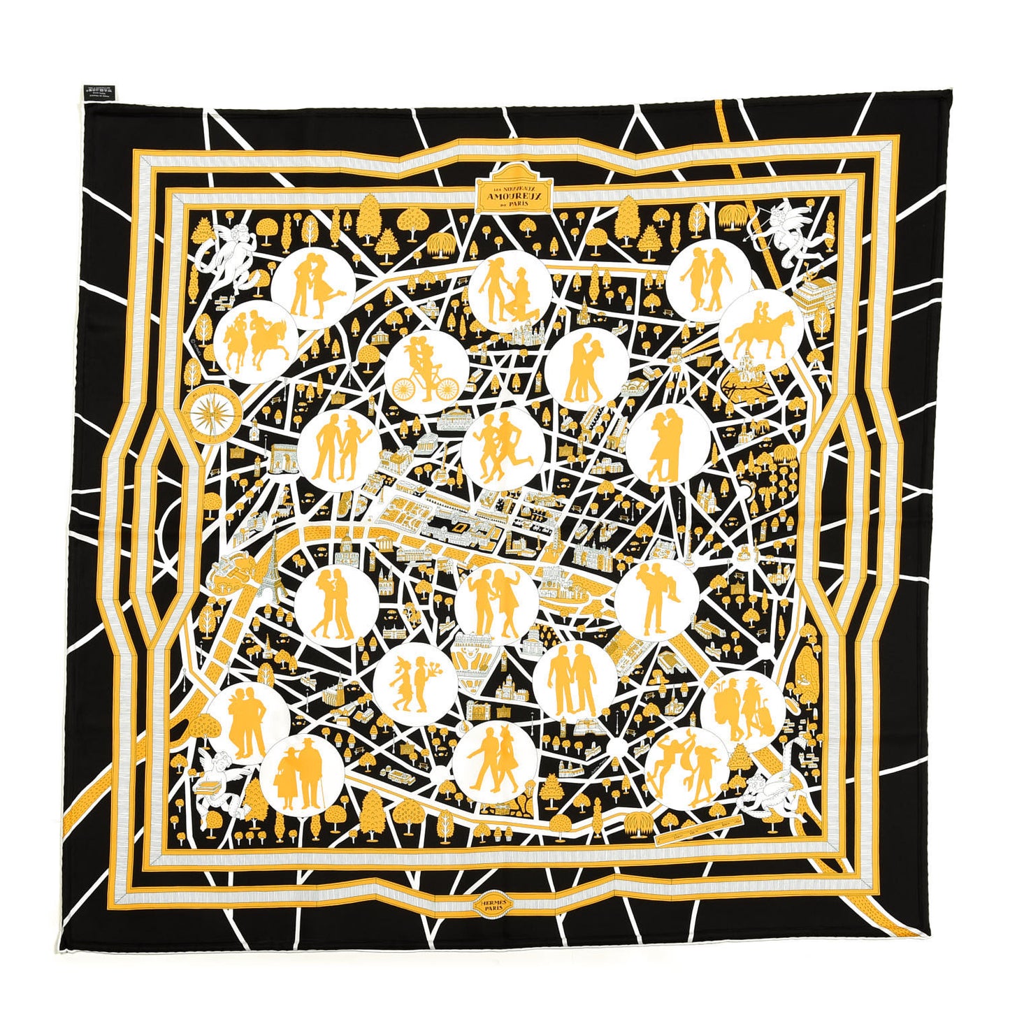 Silk Les Nouveaux Amoureux de Paris Scarf 90